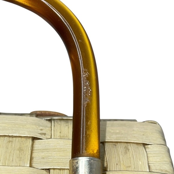 Vintage Lucite Small Bag Tan/Brown Kiss Lock Open Tigers Eye Hinged Open - Picture 11 of 15